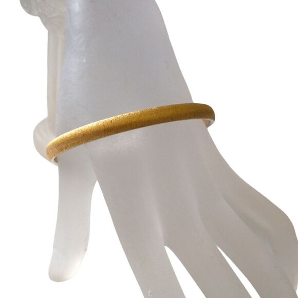 Vintage Gold Tone Bangle Bracelet EVOKE Brushed Stackable Bohemian Gypsy Hippie. - Picture 7 of 16